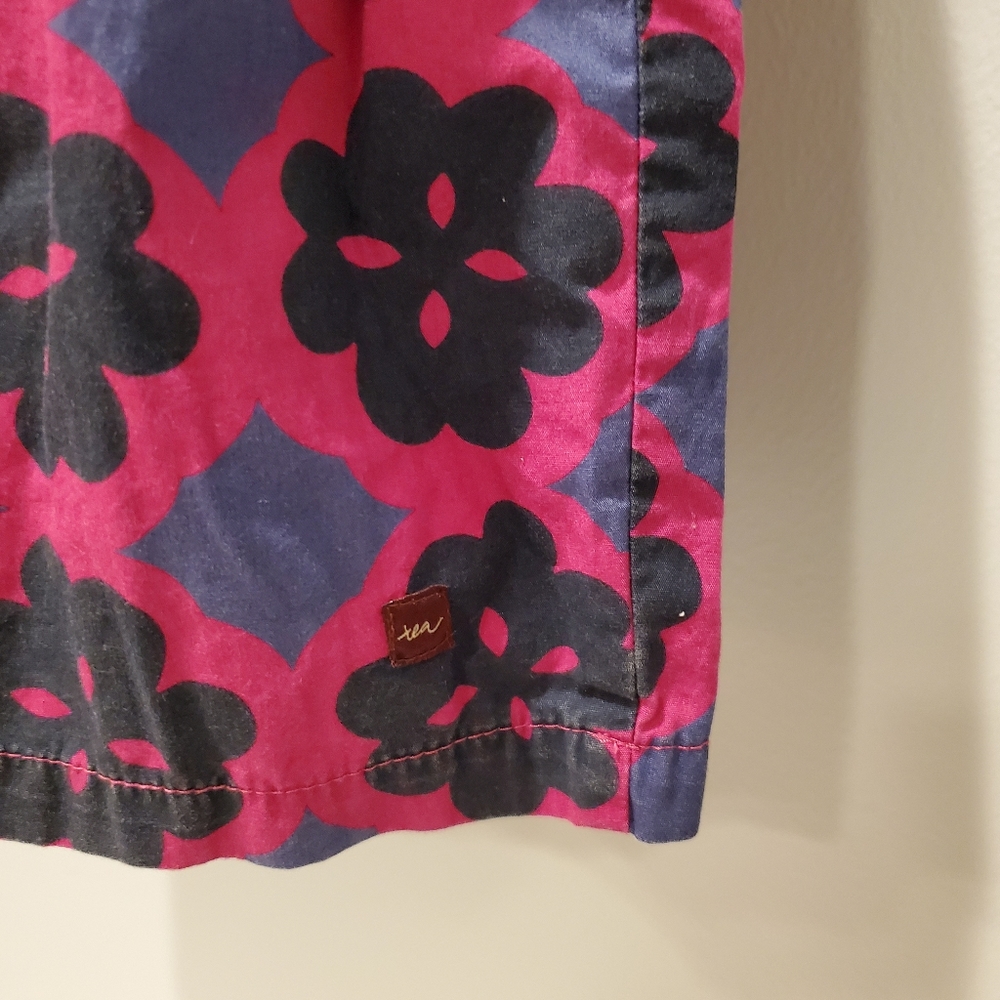 Tea Collection Pink and Blue Floral Wrap Dress - Picture 8 of 9
